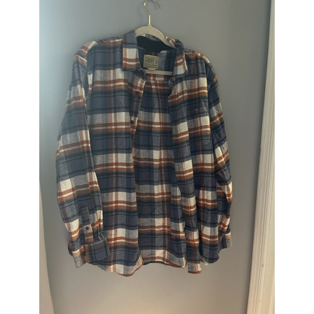 Grove & Hollow Shirt Men's Size S Flannel Plaid Long Sleeve Button Up Top